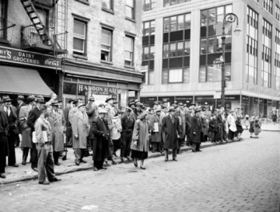 USA, New York City Spectators Viewing an Accident Scene Poster Print