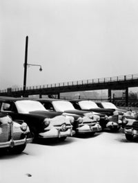 Snow-covered cars in New York City poster print