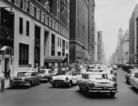 New York City Manhattan 46th Street and Park Avenue Traffic Poster Print