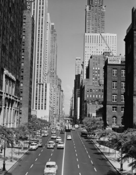New York City 42nd Street poster print showcasing Manhattan skyline.