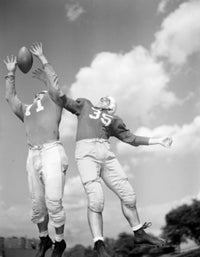 Rugby Players Catching the Ball Poster Print - Low Angle View