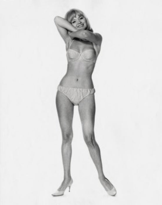 Portrait of a young woman in undergarments poster print.