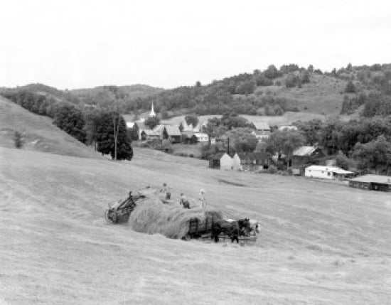 Farmers harvesting crops in East Corinth, Vermont poster print.