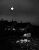 Harvest Moon Over Farmhouse Poster Print showcasing a serene New Hampshire scene.