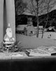 USA Christmas window scene with Santa Claus candle poster print
