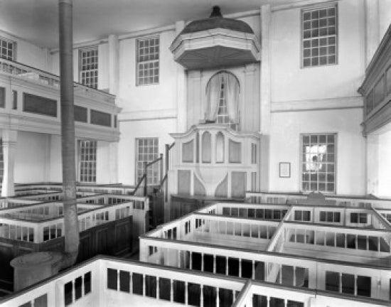 USA, Maine, Alna Church Interior Poster Print showcasing serene church interior.