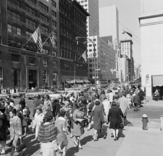Pedestrian traffic on Fifth Avenue, New York City poster print.