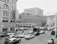 Worcester Massachusetts street scene poster print showcasing urban life.