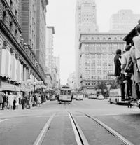 San Francisco street scene poster print showcasing urban life.