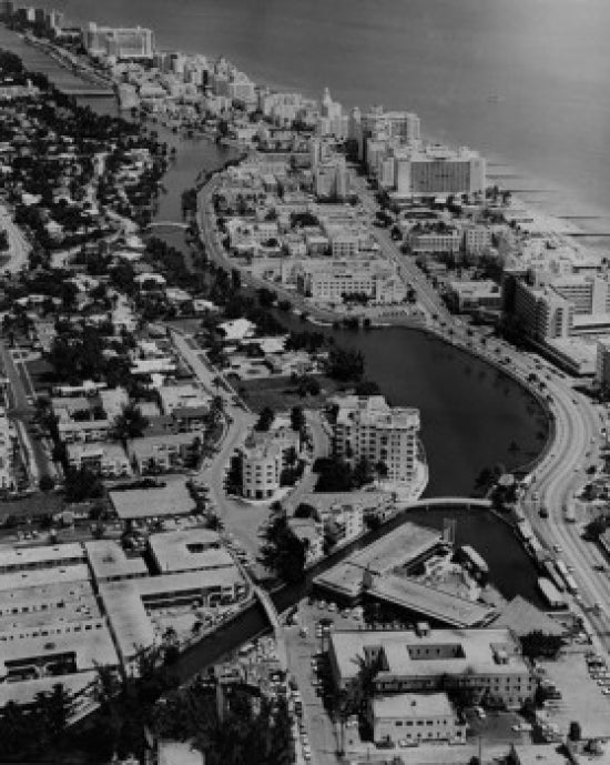 Aerial view poster print of Miami Beach showcasing coastal beauty.