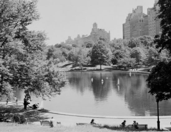 Model sailboats in Central Park, New York City Poster Print.