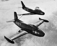 High angle view of two fighter planes in flight poster print.