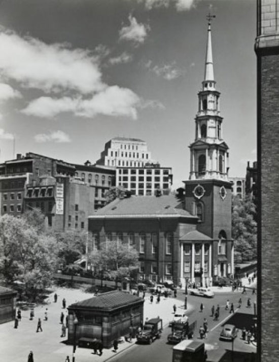 High angle view of Park Street Church in Boston poster print.