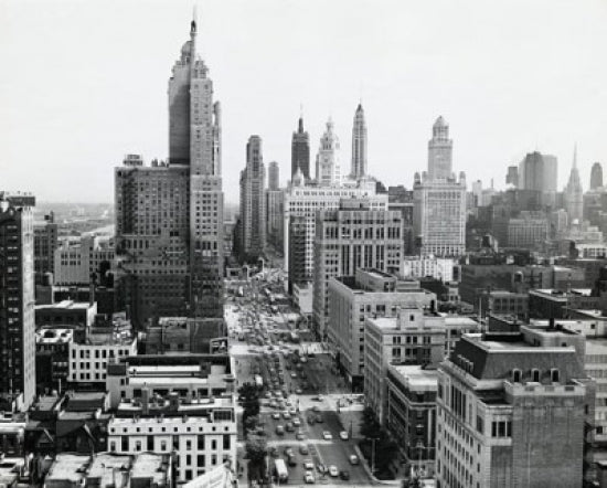 High angle view of Chicago cityscape poster print showcasing Michigan Avenue.