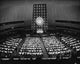 High angle view of the General Assembly at the United Nations Building, New York City.