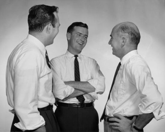 Three Businessmen Talking Poster Print - Office Decor