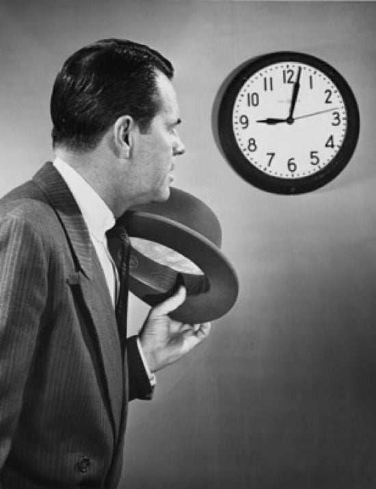 Businessman looking at clock poster print - motivational wall art