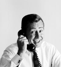 Close-up of a businessman talking on the telephone poster print