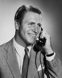 Close-up poster print of businessman talking on the telephone