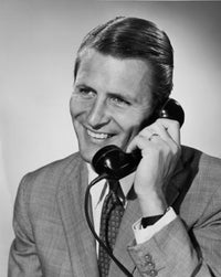 Close-up of businessman talking on the telephone poster print.