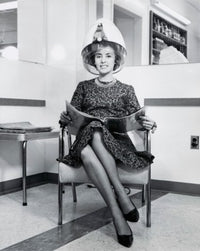 1964 Portrait of a Young Woman Sitting Under a Hair Dryer Poster Print