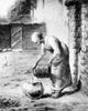 Fine art print of The Woman at the Well by Jean-François Millet, depicting a serene rural scene.