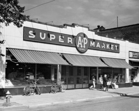 Facade of A&P Supermarket Poster Print showcasing vintage architecture.