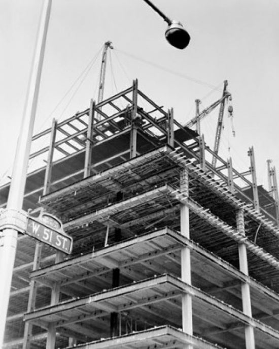 Construction of the Time-Life Building Poster Print featuring New York City architecture