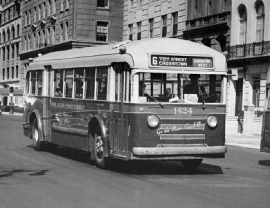 Bus on a street in New York City poster print