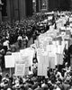 High Angle View of Protestors Holding Signs Poster Print