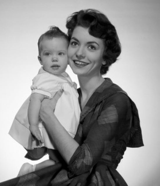 Portrait of mother with baby daughter poster print.