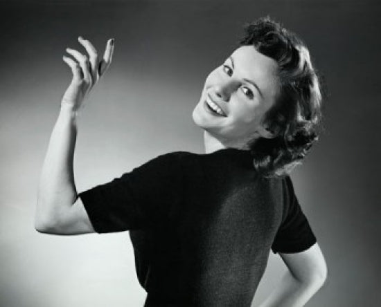 Portrait of young woman smiling poster print