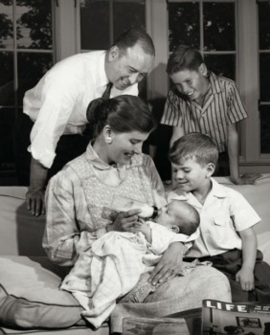 Parents and Their Children in Living Room Poster Print