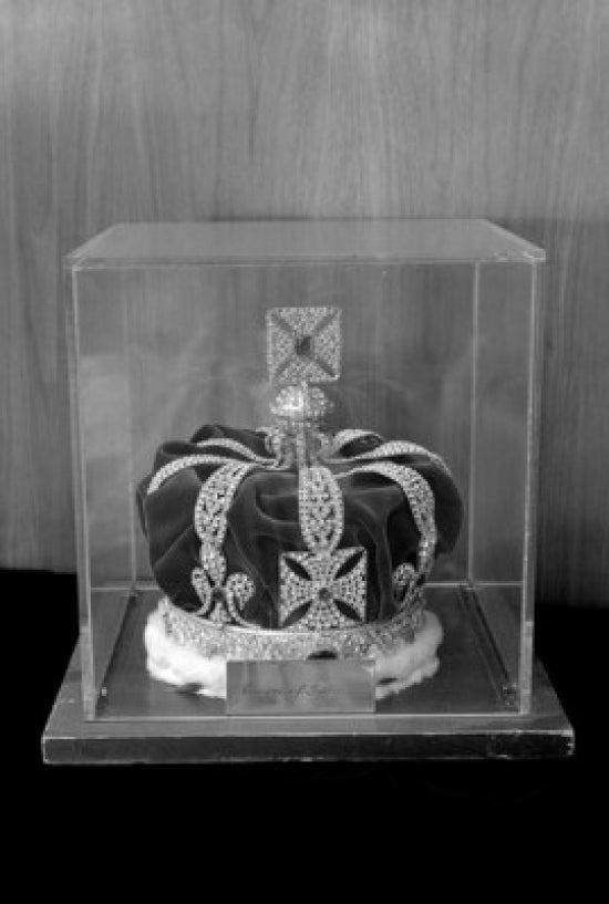 Crown on museum display poster print showcasing intricate details.