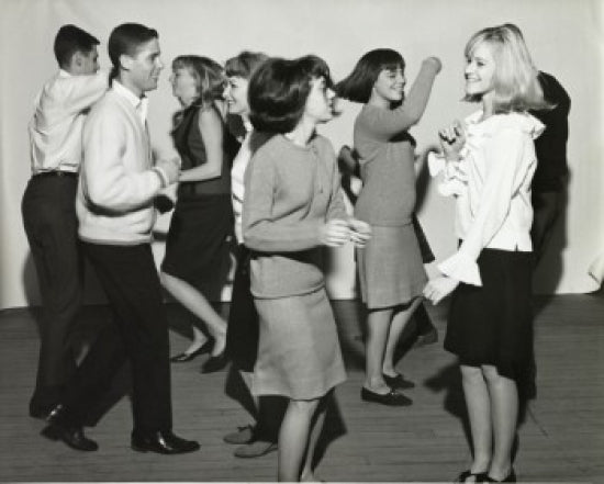 Vibrant poster print of teenagers dancing at a party, capturing joy and celebration.