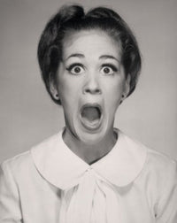 Portrait of a Young Woman Gasping Poster Print on heavy stock paper.