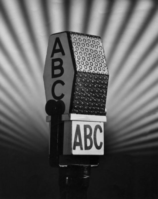 Close-up photo of a microphone poster print showcasing intricate details.