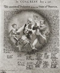 Spirit of '76 Poster Print superimposed on Declaration of Independence