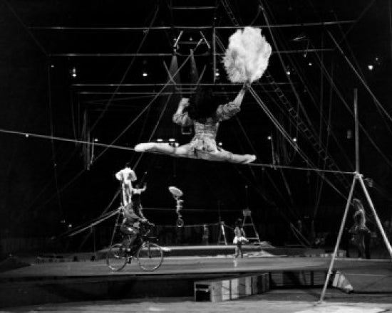 Tightrope Walker Performing in a Circus Poster Print
