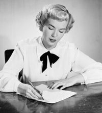 Portrait of a young woman writing a letter poster print.