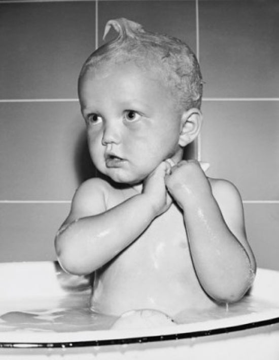 Baby in a Bathtub Poster Print - Colorful nursery decor