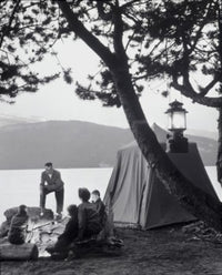 Camping at Jackson Lake Poster Print showcasing Grand Teton National Park's stunning scenery.