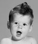 Portrait of Baby Face with Mouth Open Poster Print