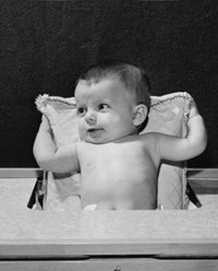 Baby Sitting in a High Chair Poster Print for nursery decor