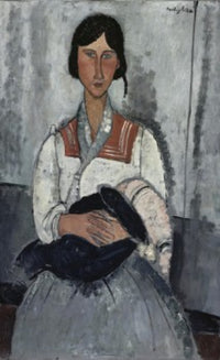 Gypsy Woman with Baby Fine Art Print by Amedeo Modigliani
