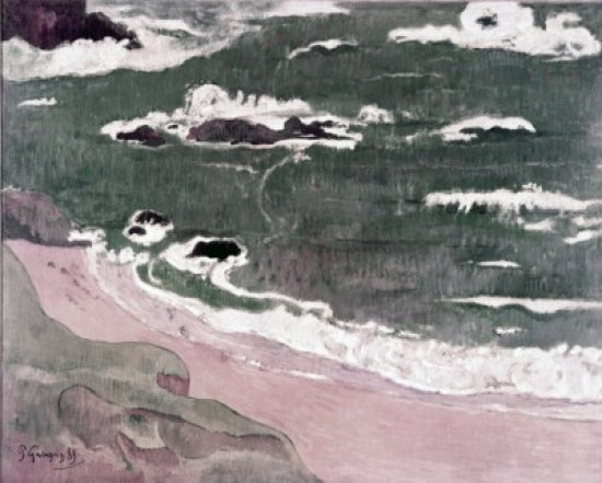 Beach at Le Pouldu Fine Art Print by Paul Gauguin, vibrant beach scene