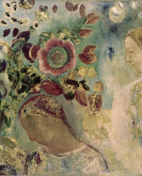 Two Girls Among the Flowers by Odilon Redon, oil on canvas poster print