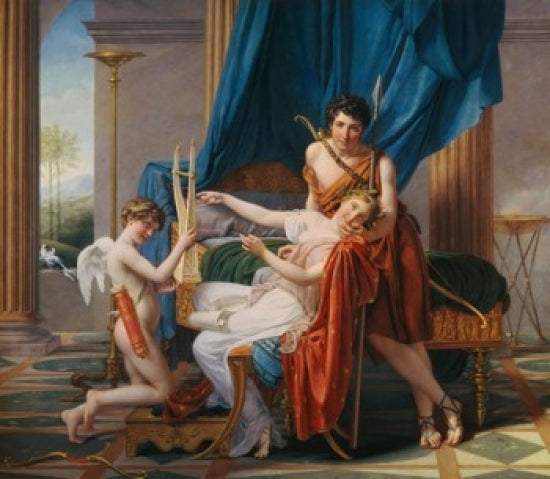 Sappho & Phaon art print by Jacques-Louis David, showcasing Greek mythology.