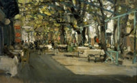Caf in Yalta Art Print by Konstantin Alekseevic Korovin, vibrant café scene