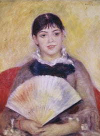 Poster print of 'Girl with a Fan' by Pierre-Auguste Renoir, available in multiple sizes.